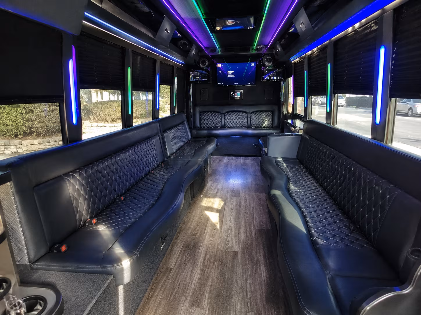 palo alto 15 passenger party bus interior