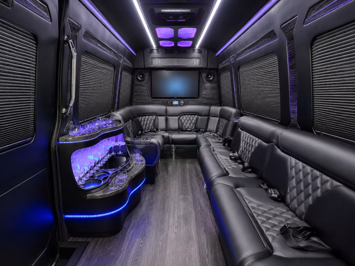 palo alto 25 passenger party bus interior