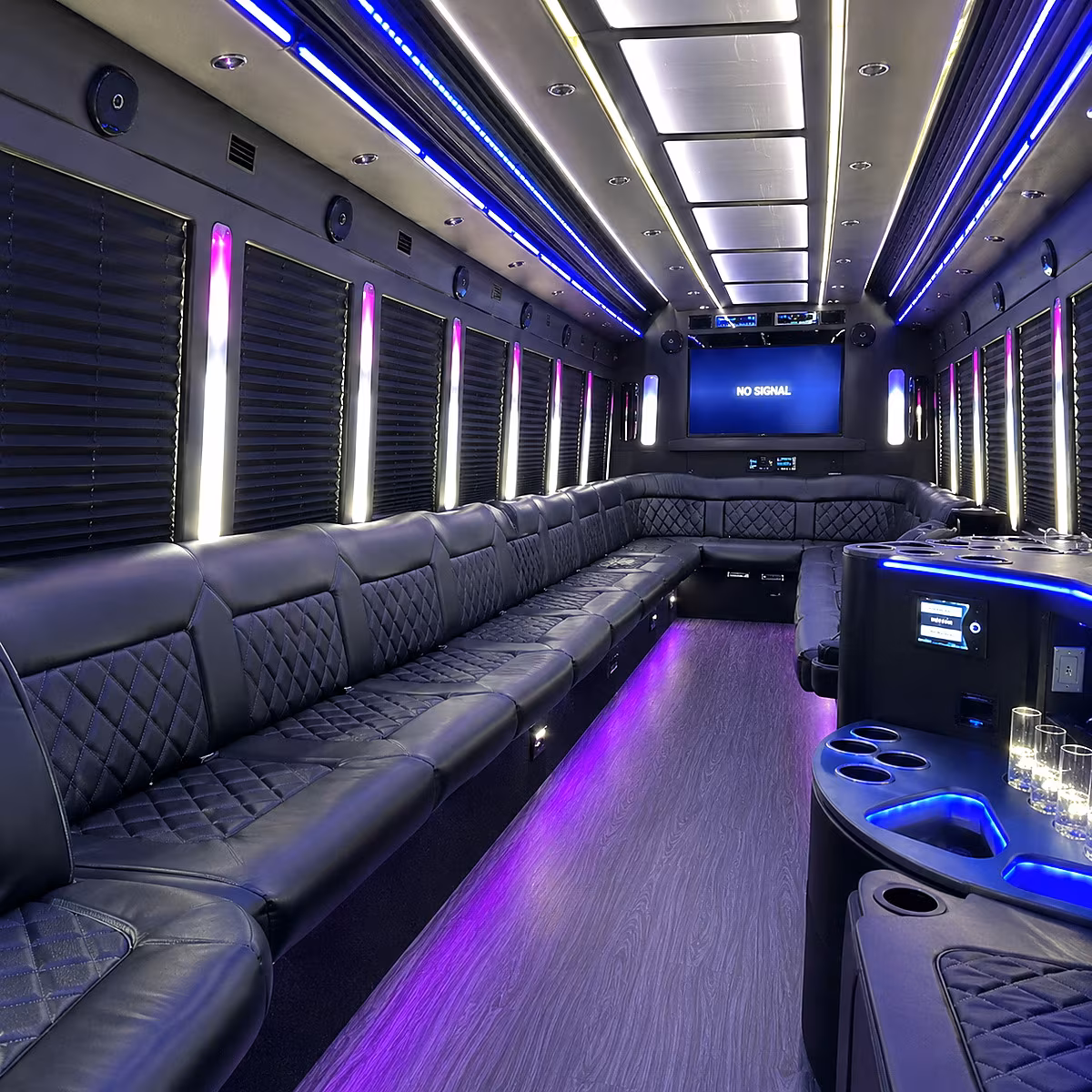 palo alto 30 passenger party bus inside