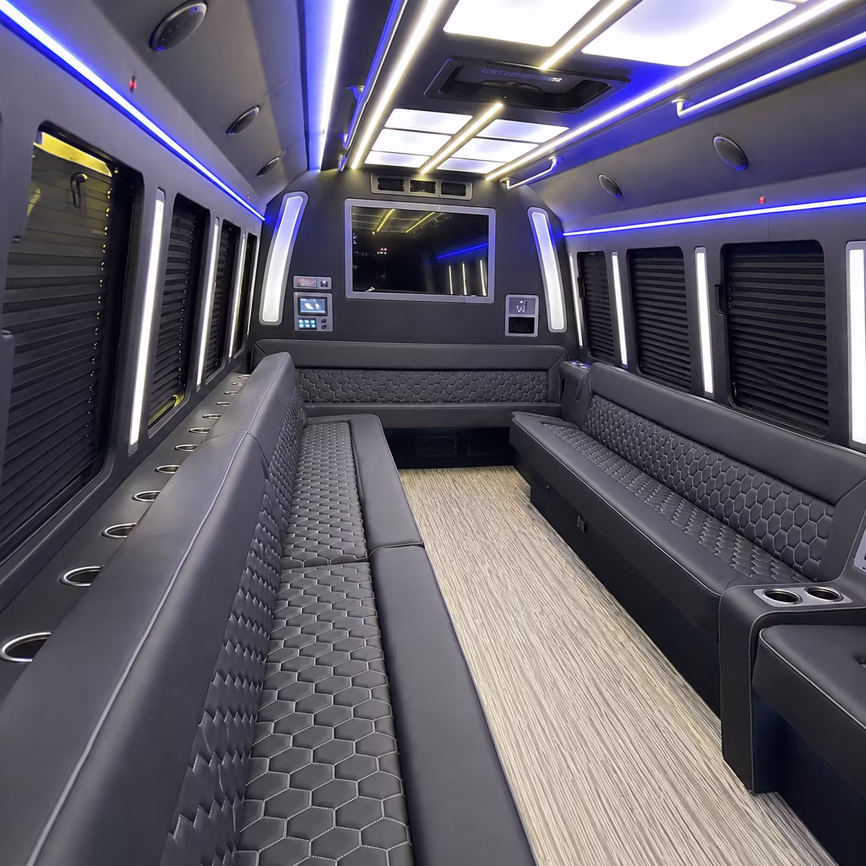 palo alto 40 passenger party bus inside