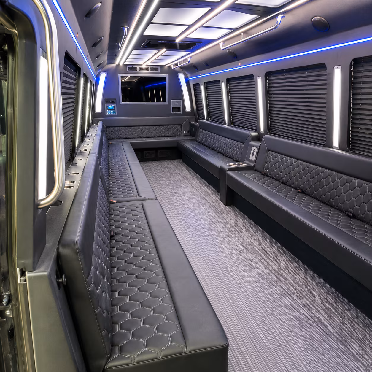 palo alto 40 passenger party bus interior