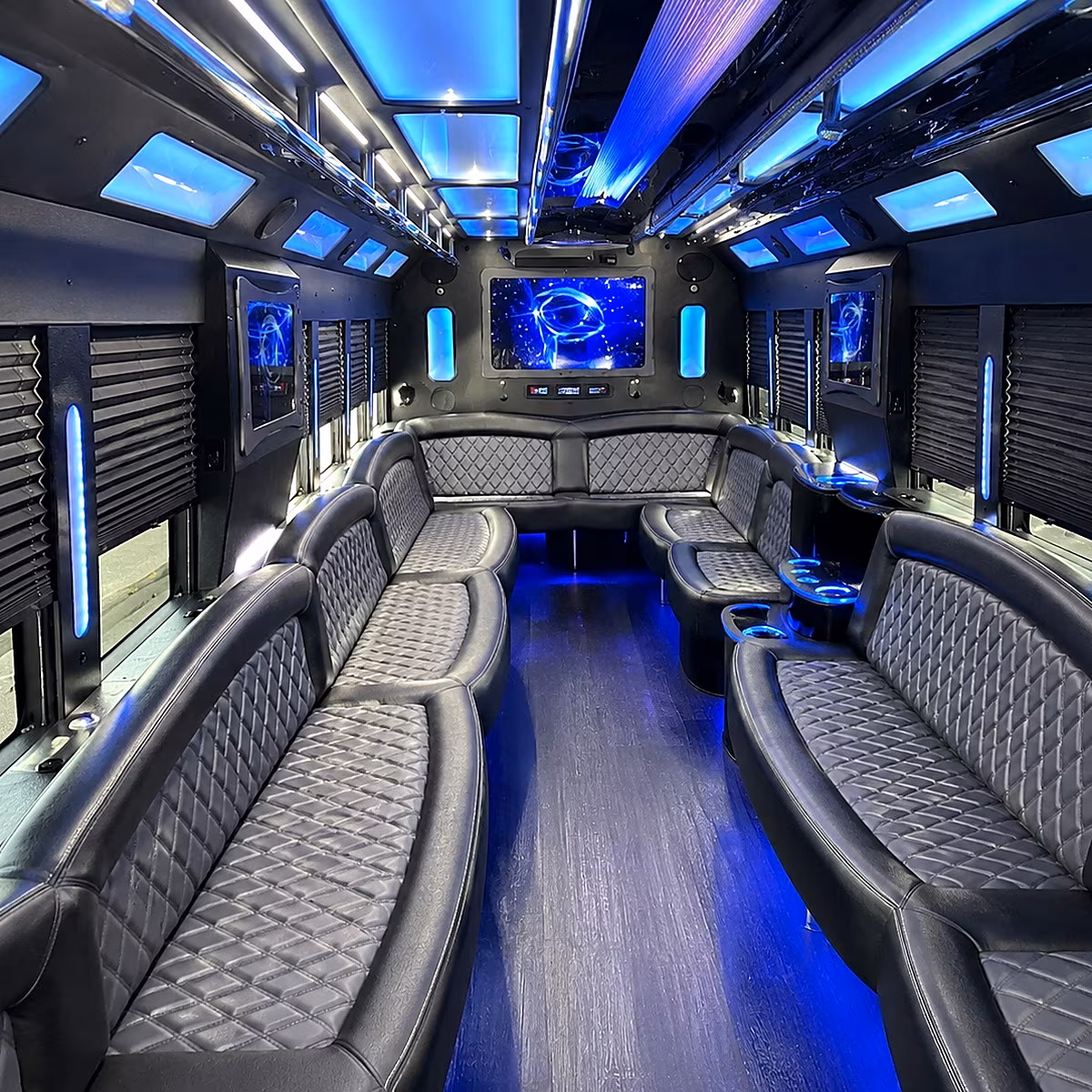 palo alto 50 passenger party bus interior