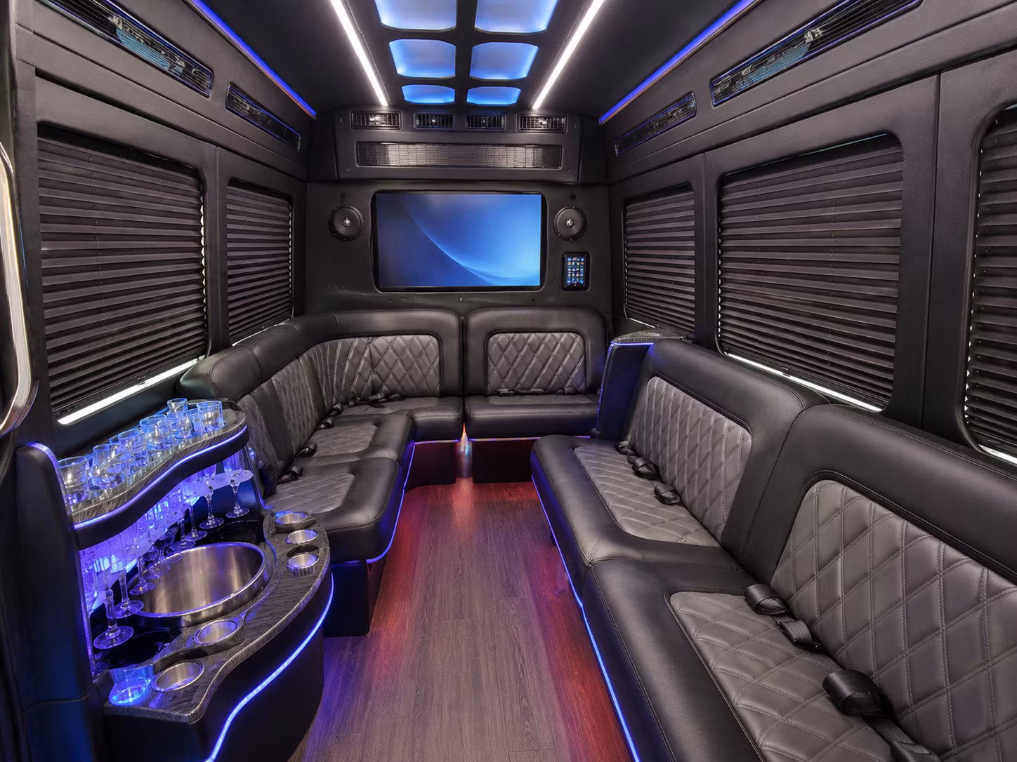 palo alto 56 passenger charter bus inside